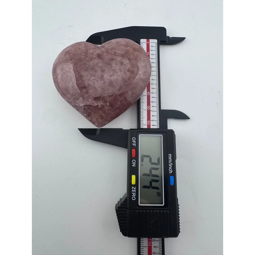 Strawberry Quartz Heart Crystal Rainbow Flash